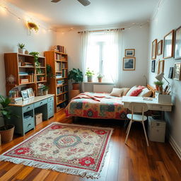 A beautifully decorated bedroom filled with warmth and comfort