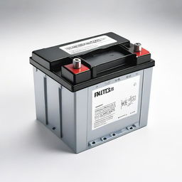 A brand new car battery with sturdy black casing and clean silver terminals, placed on a pristine white background.