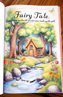 A beautifully illustrated book page featuring a whimsical forest scene, with vibrant colors and intricate details