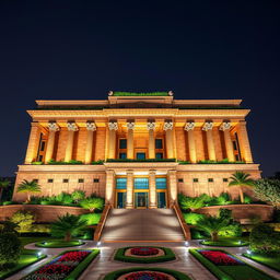 The facade of a stunning 20-story tower that beautifully merges Achaemenian and modern architectural elements