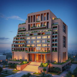 A 20-story building designed to reflect the architectural style of Chogha Zanbil with modern elements