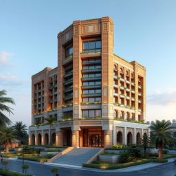A 20-story building designed to reflect the architectural style of Chogha Zanbil with modern elements