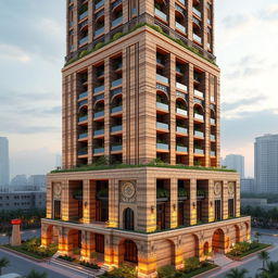 A 20-story building designed to reflect the architectural style of Chogha Zanbil with modern elements