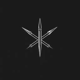 A sleek, modern logo design for a tattoo studio, featuring a stylized tattoo needle crossed with a tattoo machine