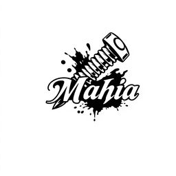 A logo design featuring a stylized screw integrated with tattoo elements, such as ink splashes or needle motifs