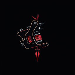 A sleek and modern logo featuring a tattoo machine, intricately designed with sharp lines and professional aesthetics