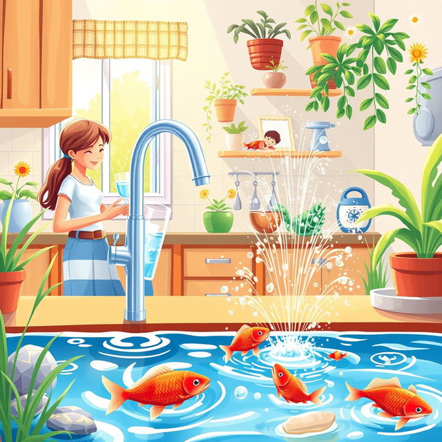 A vibrant illustration showcasing water in everyday life