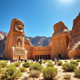 A majestic view of Naqsh-e Rostam, highlighting its grand rock-cut tombs and intricate bas-reliefs that date back 2500 years