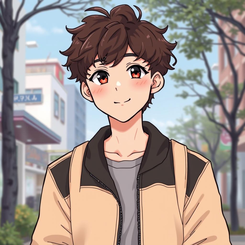 A handsome teenage boy aged 16-17, drawn in a manhwa style with medium anime influence