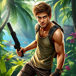 A highly detailed artistic representation of Jason Brody, the protagonist from Far Cry 3