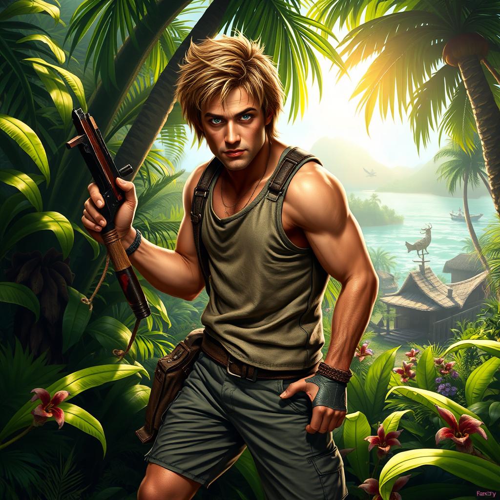 A highly detailed artistic representation of Jason Brody, the protagonist from Far Cry 3