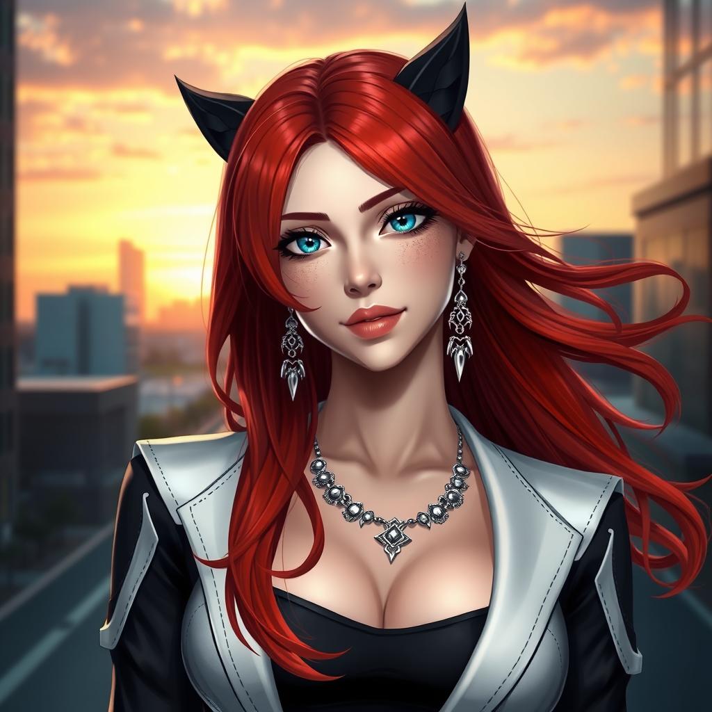A hyper-realistic portrait of Rias Gremory, a character known for her striking beauty, flowing crimson hair, and beautiful blue eyes