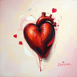 A beautifully detailed painting of a tight heart, symbolizing love and passion, with rich colors and a textured palette