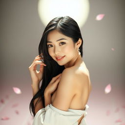 A beautiful, sensual Japanese woman, exuding a perfect blend of elegance and allure