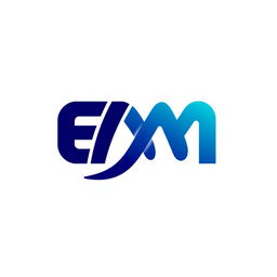 A sleek and modern logo design featuring the letters 'E' and 'M' intertwined elegantly