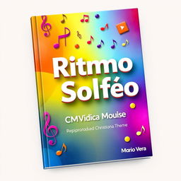 Create a book cover for a rhythm and solfège exercise book, incorporating various musical symbols such as notes, accents, and clefs, with a profound Christian theme