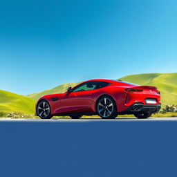 A stunning 8K wallpaper featuring a sleek, modern car parked against a picturesque background