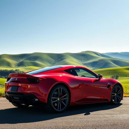 A stunning 8K wallpaper featuring a sleek, modern car parked against a picturesque background