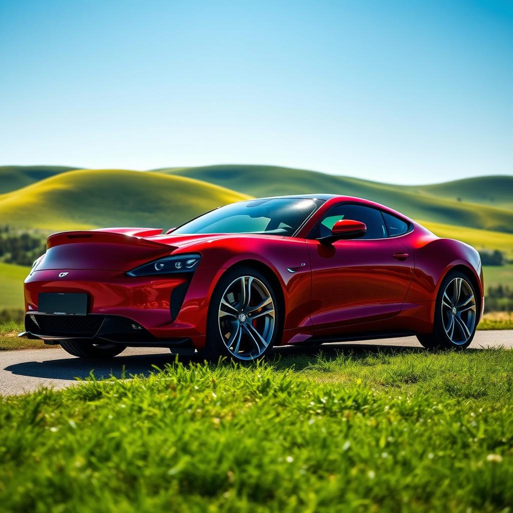 A stunning 8K wallpaper featuring a sleek, modern car parked against a picturesque background