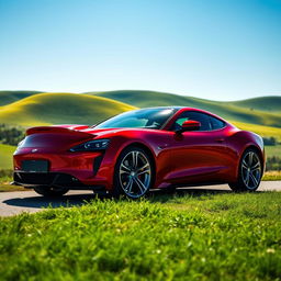 A stunning 8K wallpaper featuring a sleek, modern car parked against a picturesque background