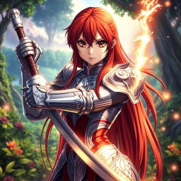 A stunningly detailed portrayal of a real-life version of Erza Scarlet, the strong and determined female knight from the popular anime Fairy Tail