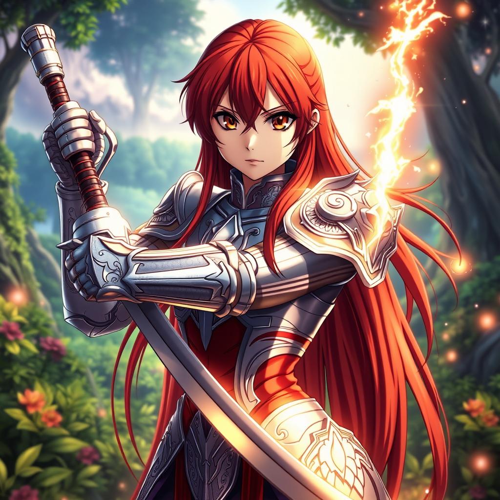 A stunningly detailed portrayal of a real-life version of Erza Scarlet, the strong and determined female knight from the popular anime Fairy Tail