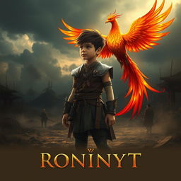 A young boy standing proudly at the end of a war, exuding confidence as he gazes into the distance