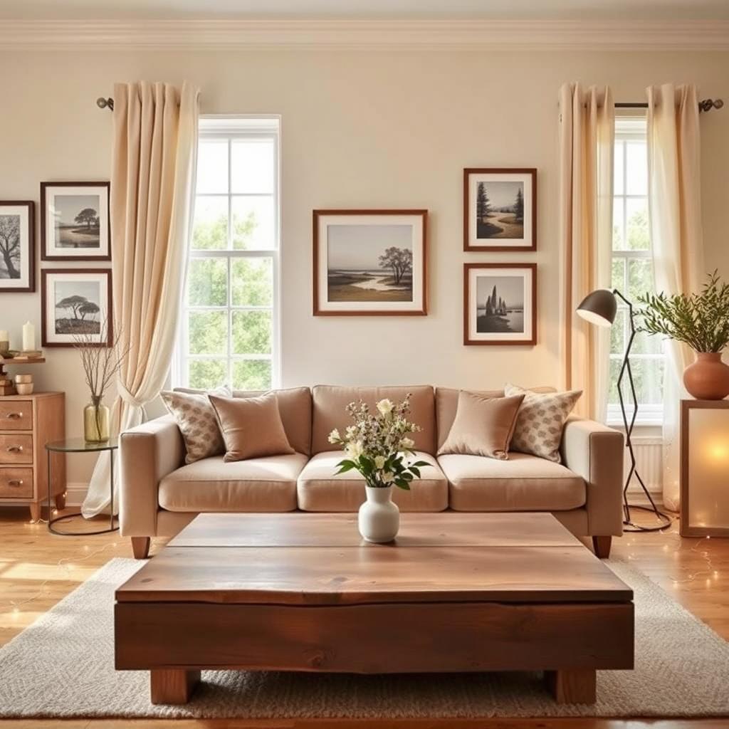 A beautifully decorated room featuring an elegant blend of modern and vintage styles