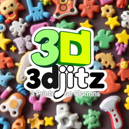 A stylish and modern logo for a business named '3djitz', specializing in 3D printed shoe charms