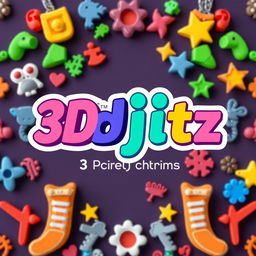 A stylish and modern logo for a business named '3djitz', specializing in 3D printed shoe charms