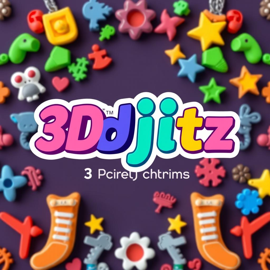 A stylish and modern logo for a business named '3djitz', specializing in 3D printed shoe charms