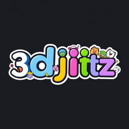A creative and eye-catching logo for a business named '3djitz' that sells 3D printed jibbitz