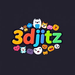 A creative and eye-catching logo for a business named '3djitz' that sells 3D printed jibbitz