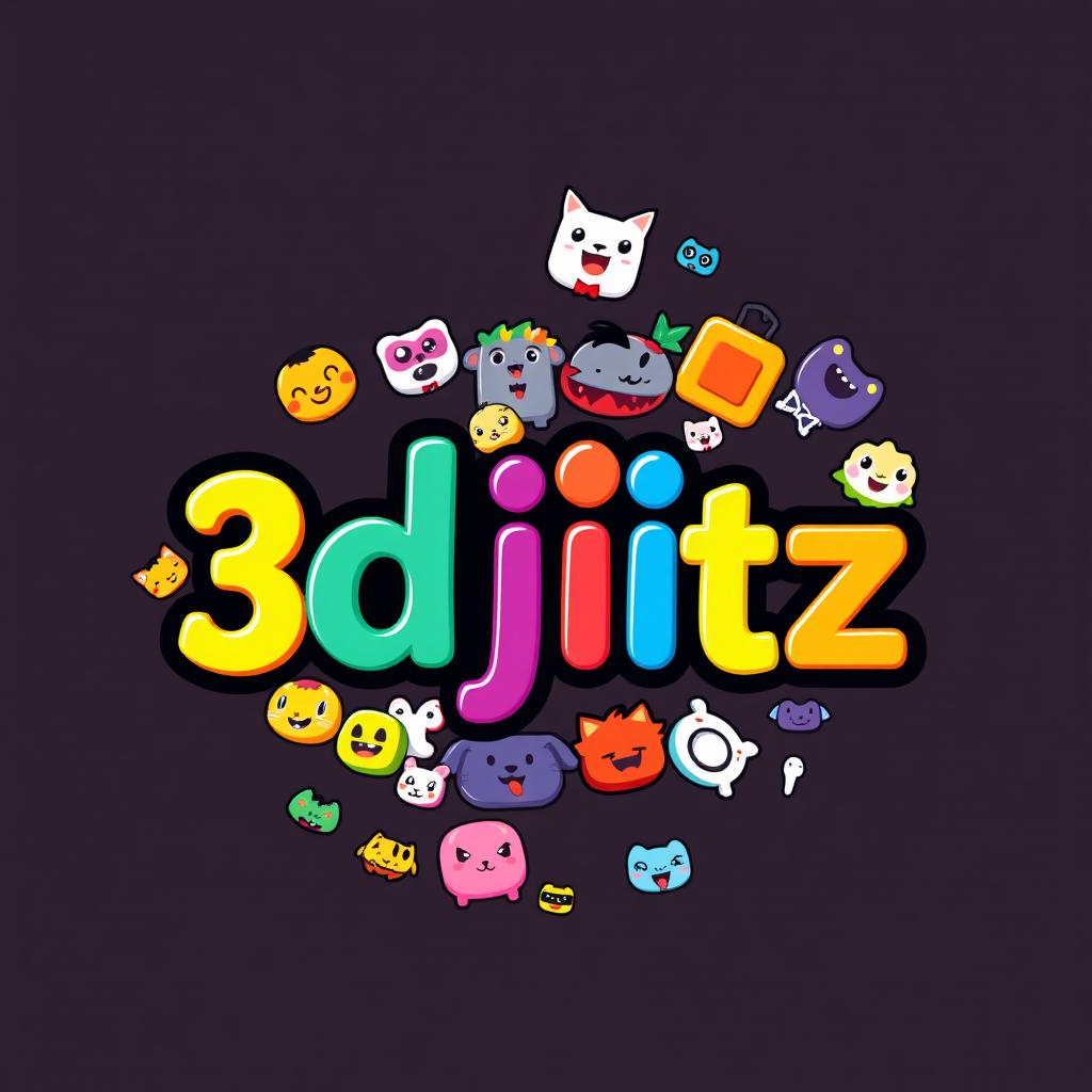 A creative and eye-catching logo for a business named '3djitz' that sells 3D printed jibbitz