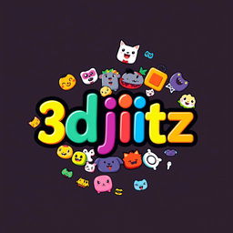 A creative and eye-catching logo for a business named '3djitz' that sells 3D printed jibbitz