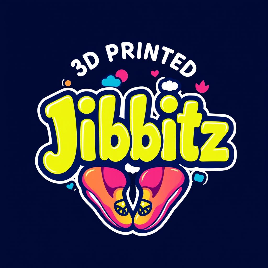 A vibrant and playful logo for a business that specializes in 3D printed jibbitz