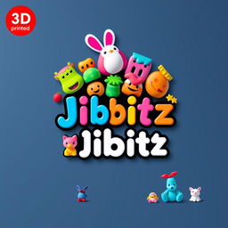 A visually appealing logo for a business that sells 3D printed jibbitz, featuring a collection of colorful and playful jibbitz designs arranged artistically