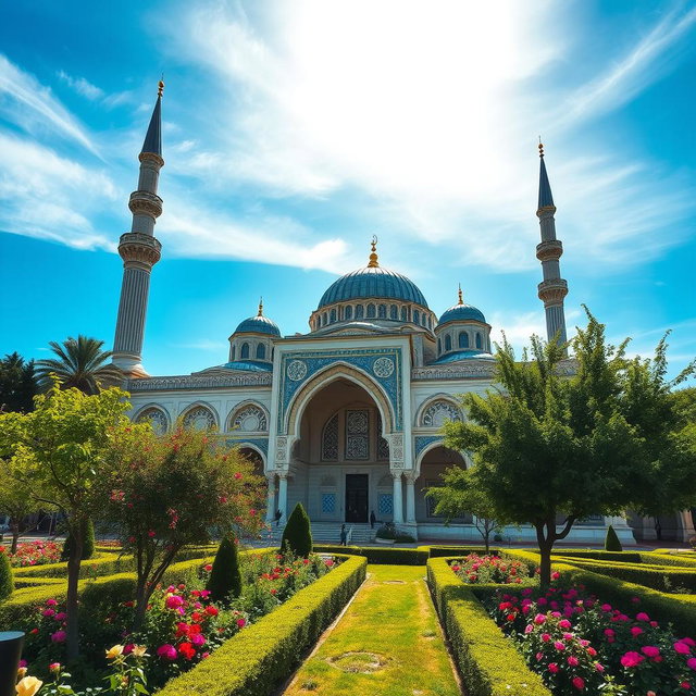 A beautifully designed mosque with intricate architectural details