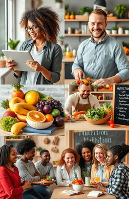 A vibrant collage showcasing the theme of nutrition and health for dietitians and nutritionists