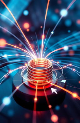 An artistic representation of electromagnetic induction, showcasing the interaction of electric and magnetic fields