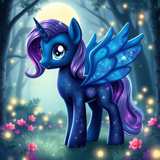 A beautiful Alcorn character inspired by the My Little Pony series, named Moon Sparkle