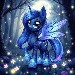 A beautiful Alcorn character inspired by the My Little Pony series, named Moon Sparkle