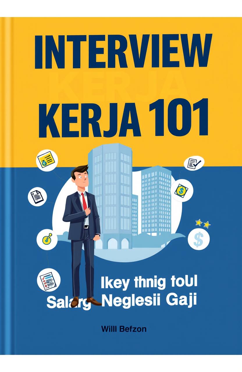 A visually striking book cover for 'Interview Kerja 101: Persiapan hingga Negosiasi Gaji'