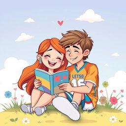 A super cute cartoon-style cover illustrating a romantic scene between two teenagers