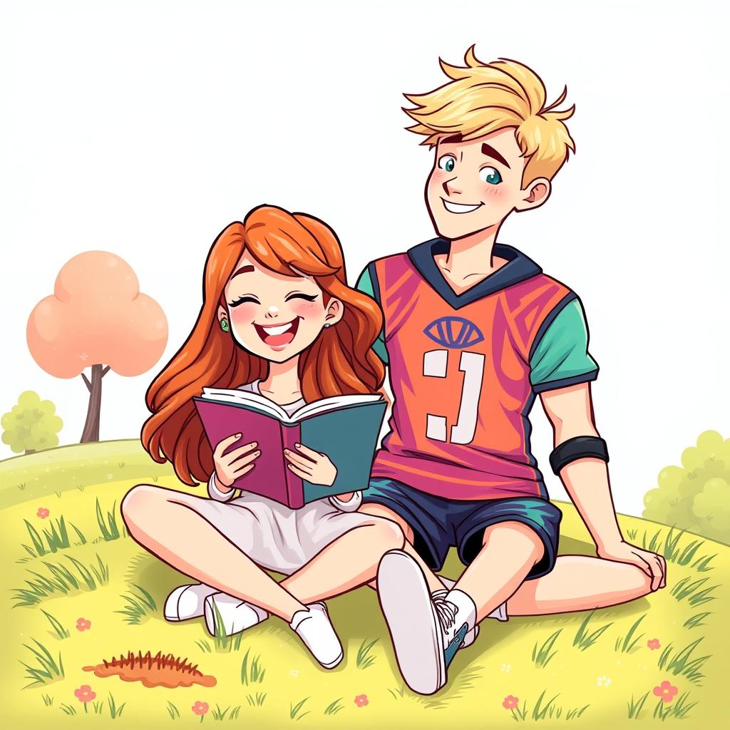 A super cute cartoon-style cover illustrating a romantic scene between two teenagers
