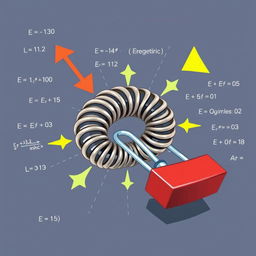 An educational and visually engaging illustration of electromagnetic induction related to physics support