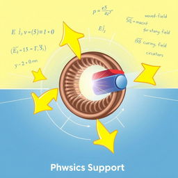 An educational and visually engaging illustration of electromagnetic induction related to physics support