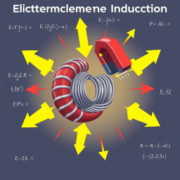 An educational and visually engaging illustration of electromagnetic induction related to physics support