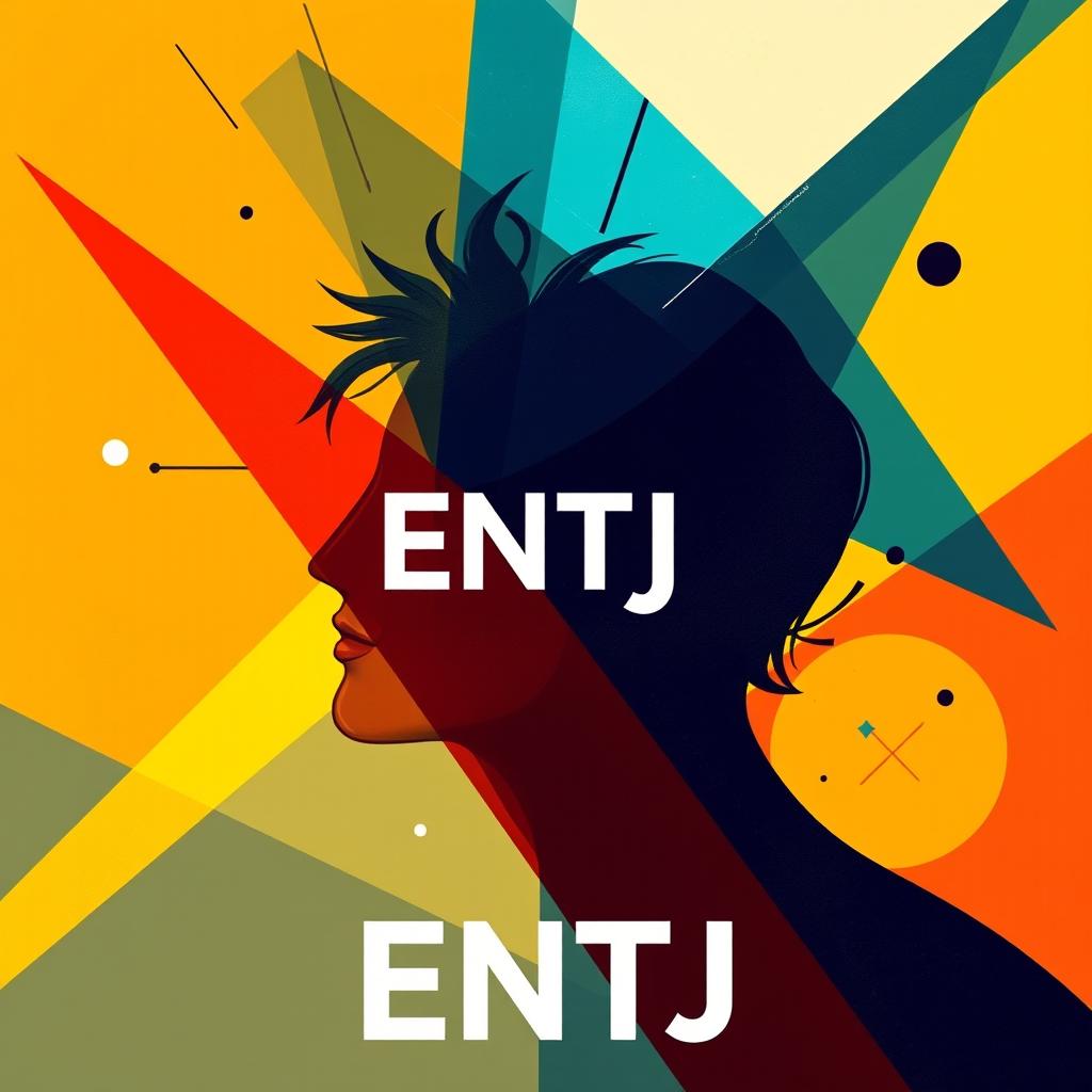 An abstract representation of the personality traits associated with the ENTJ Myers-Briggs type indicator