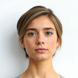 An ID photo featuring a person with their head in a straight position, facing directly towards the camera with a neutral expression